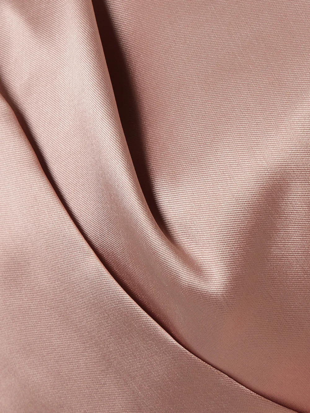 Close-up detail of the Solace London Raye Off-the-shoulder Draped Crepe and Satin-twill Gown