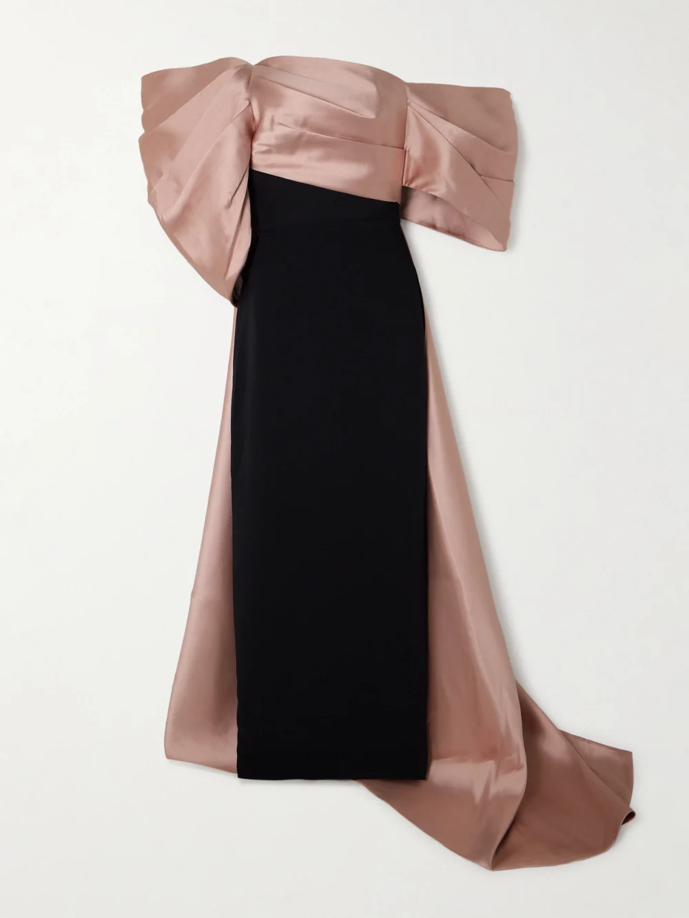 Solace London Raye Off-the-shoulder Draped Crepe and Satin-twill Gown in black