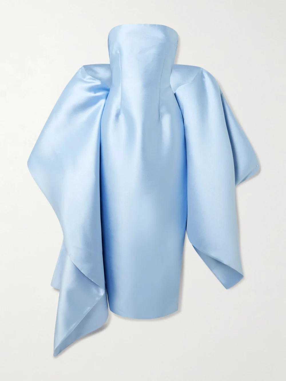 Solace London Renee Cape-effect Satin Midi Dress in sky blue