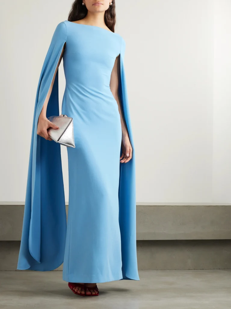 Solace London Sadie Cape-effect Crepe Gown
