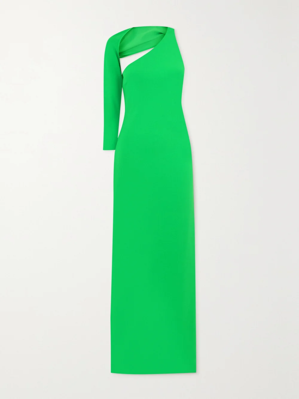 Solace London Saren One-shoulder Stretch-crepe Gown in bright green