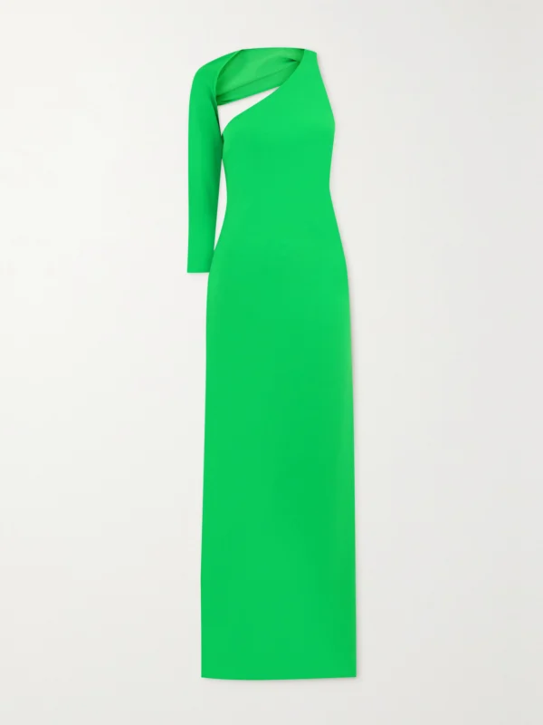 Solace London Saren One-shoulder Stretch-crepe Gown