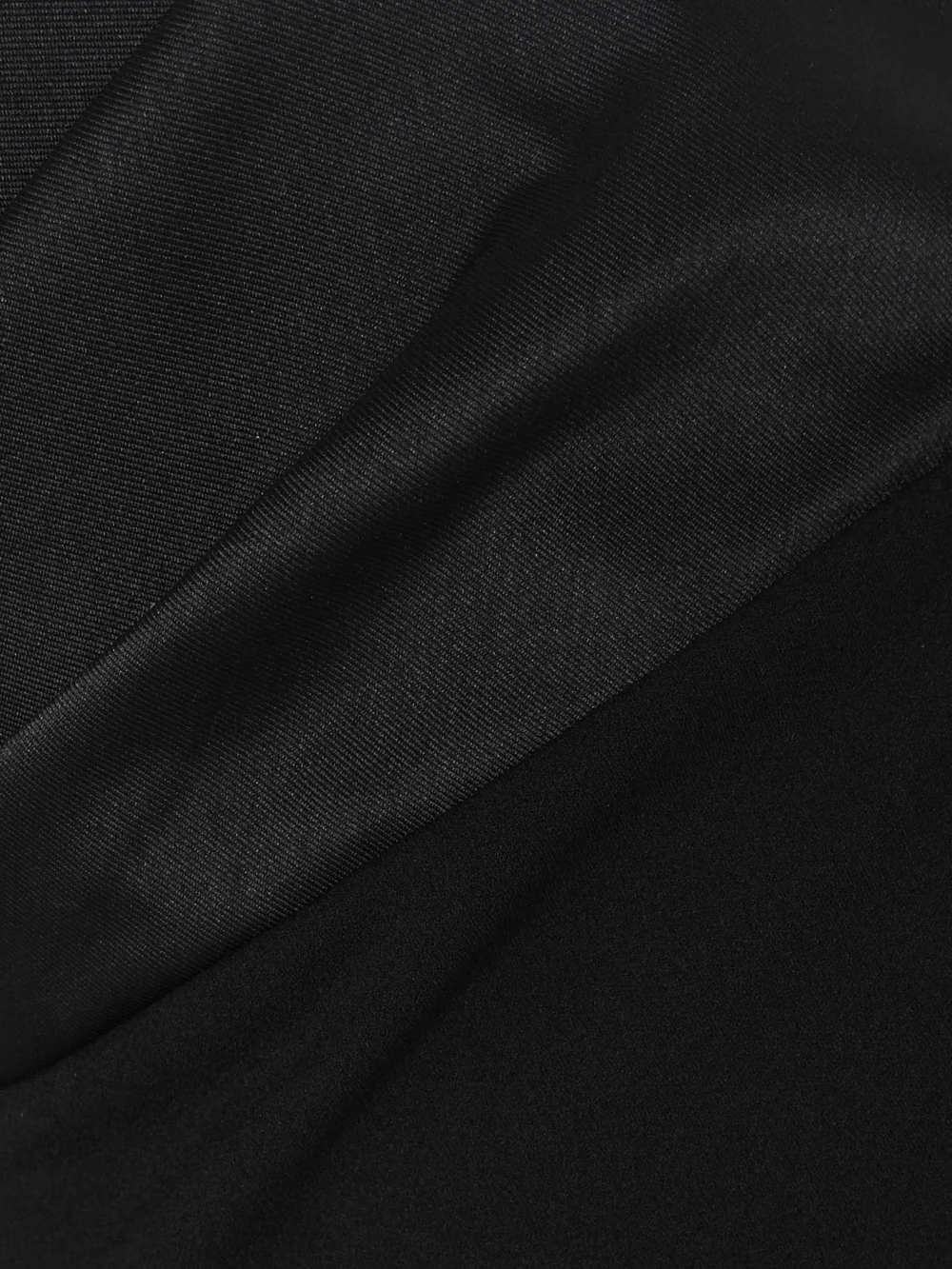 Close-up detail of the Solace London Satin Twill-trimmed Crepe Gown