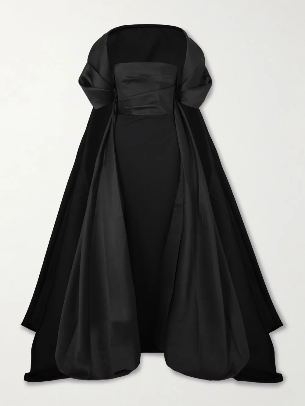 Solace London Satin Twill-trimmed Crepe Gown in black