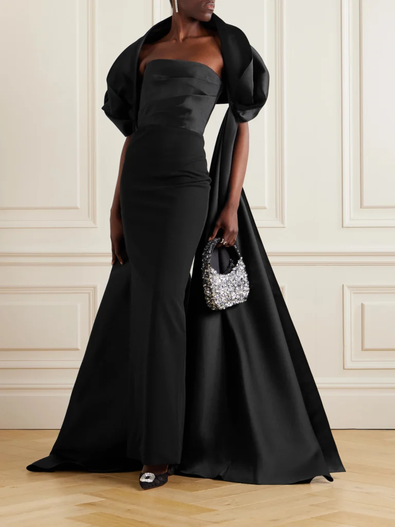 Solace London Satin Twill-trimmed Crepe Gown