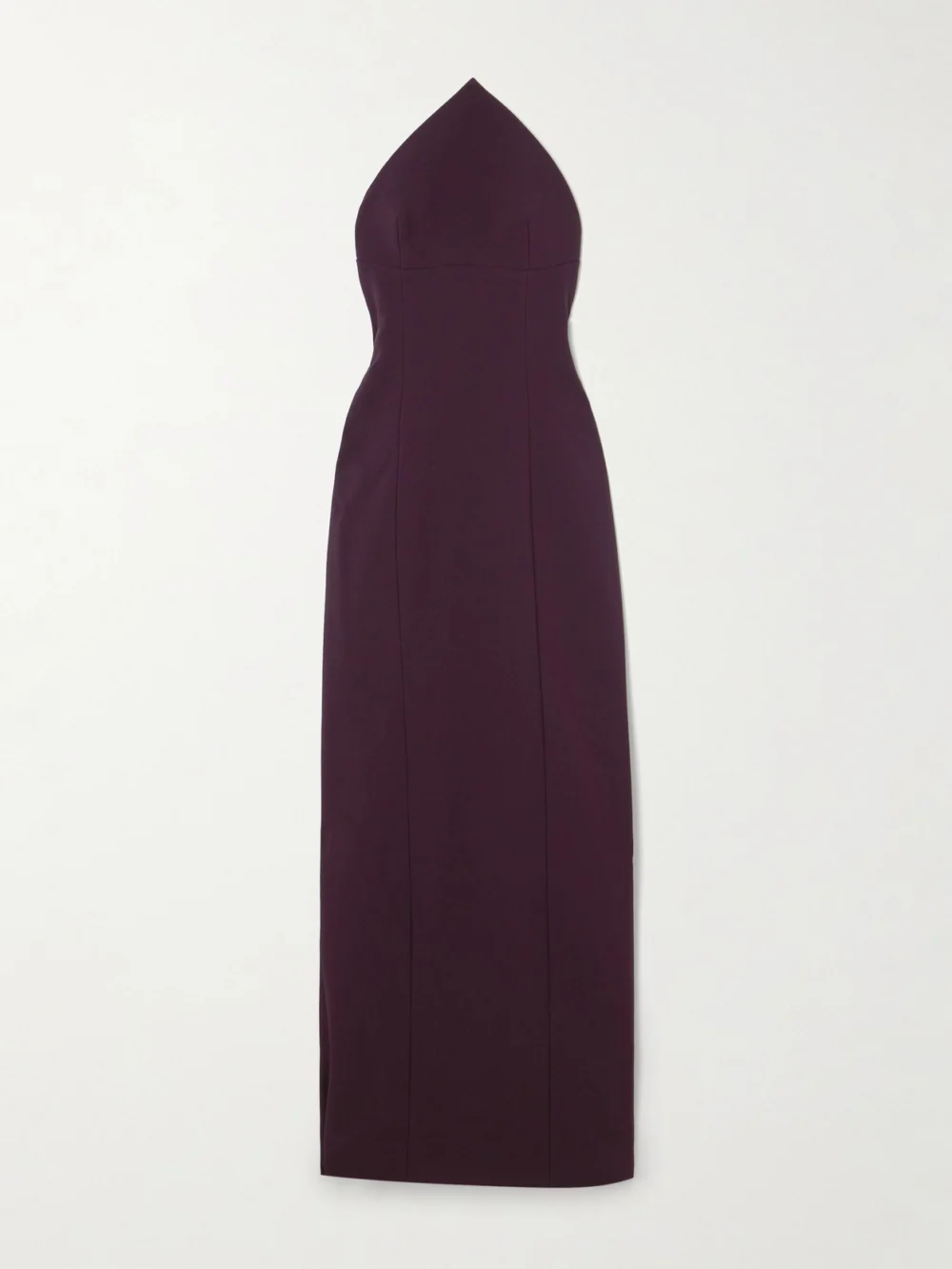 Solace London Senna Strapless Crepe Maxi Dress in plum