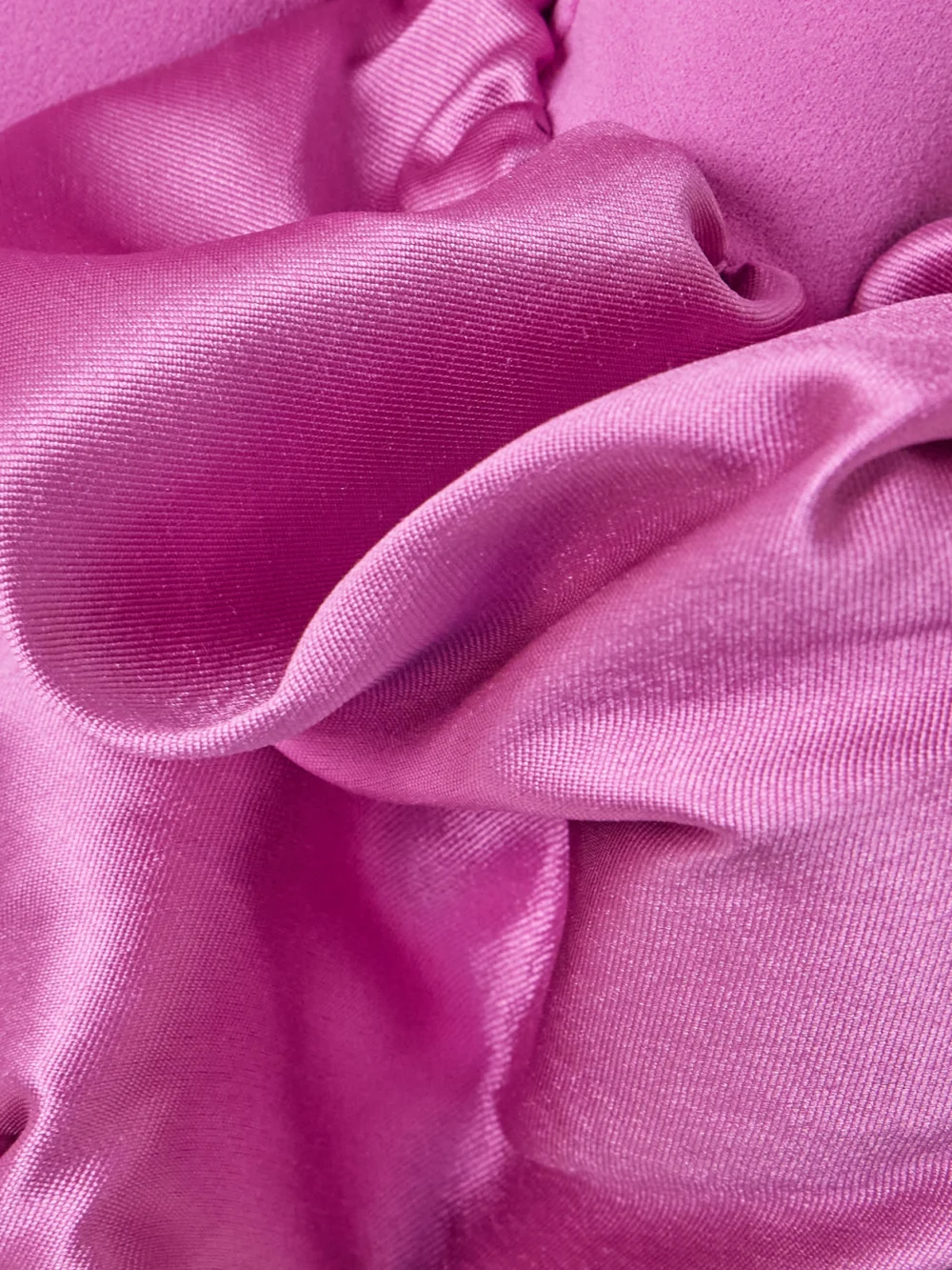 Close-up detail of the Solace London Talia Off-the-shoulder Faille-trimmed Crepe Gown