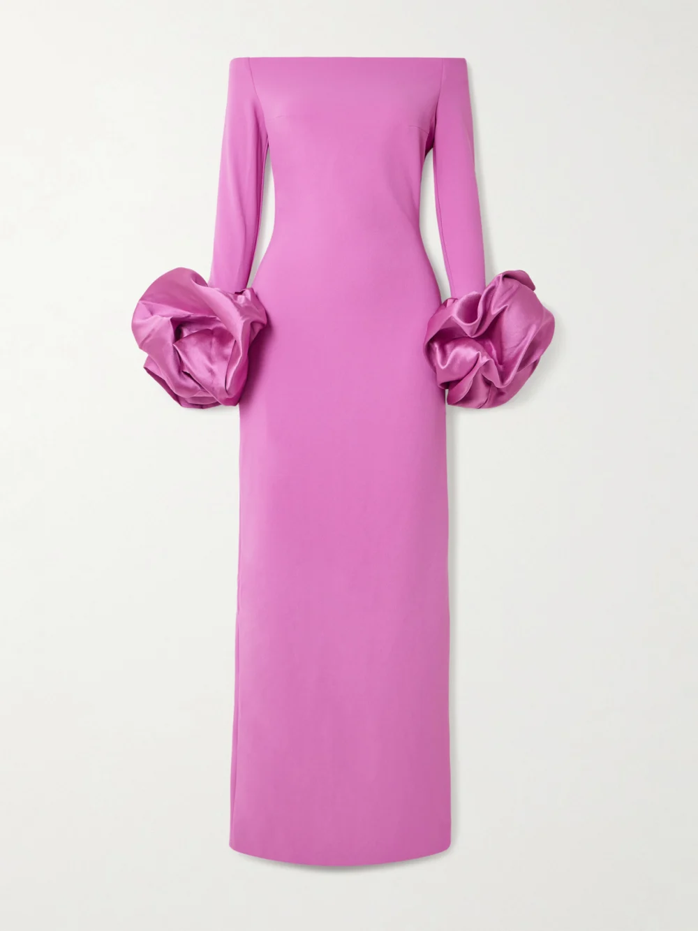 Solace London Talia Off-the-shoulder Faille-trimmed Crepe Gown in pink