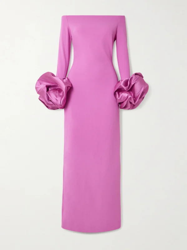 Solace London Talia Off-the-shoulder Faille-trimmed Crepe Gown