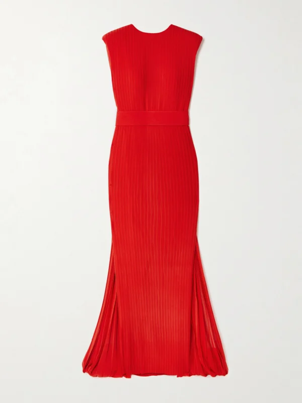 Solace London Tavia Cape-effect Pleated Chiffon Gown
