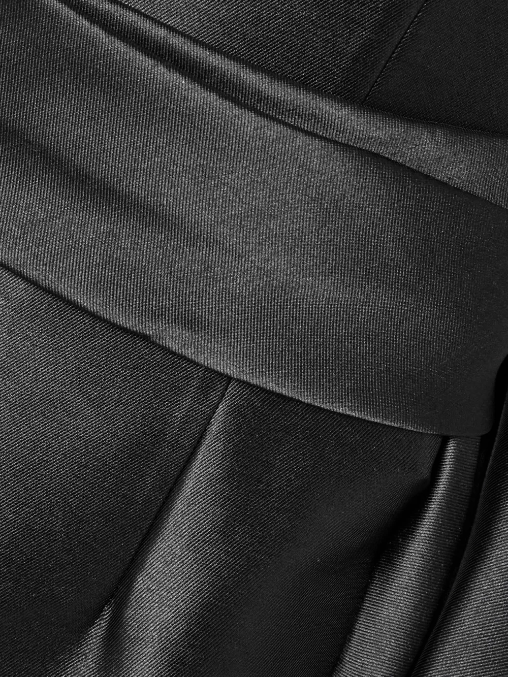 Close-up detail of the Solace London The Charo One-shoulder Draped Satin-twill Gown