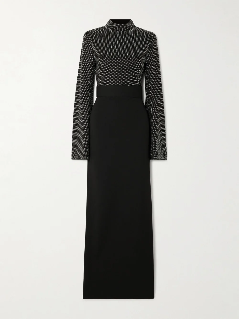 Solace London The Lolo Crystal-embellished Crepe Gown in black