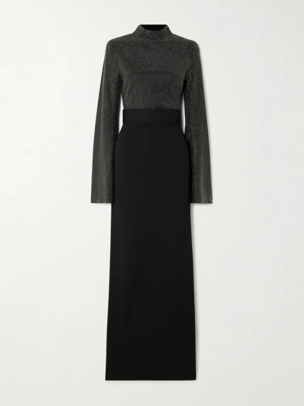 Solace London The Lolo Crystal-embellished Crepe Gown