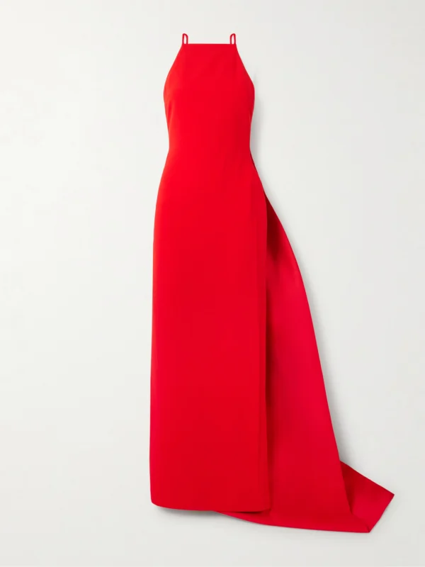 Solace London Ulla Crepe and Draped Twill Gown