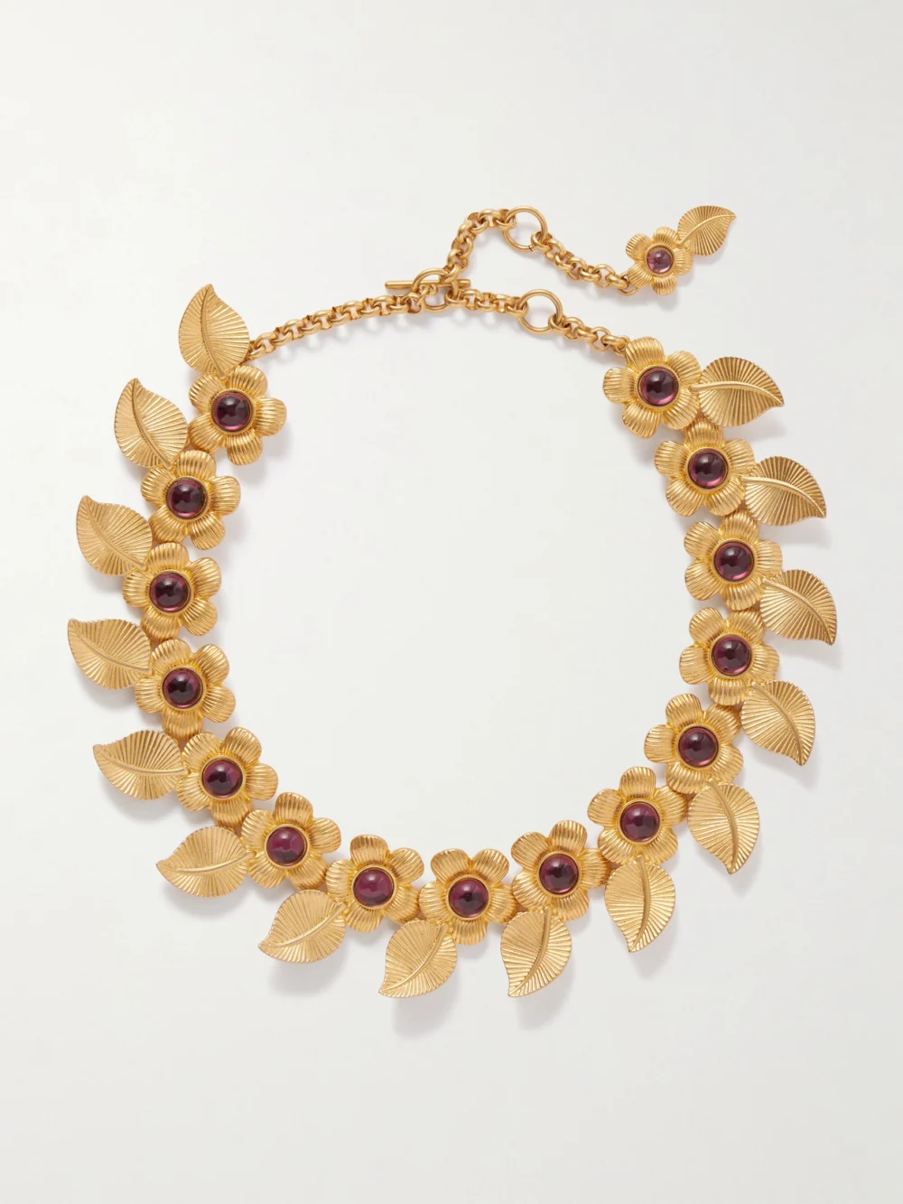 Sonia Petroff Retro Floral Gold-plated Resin Necklace in pink