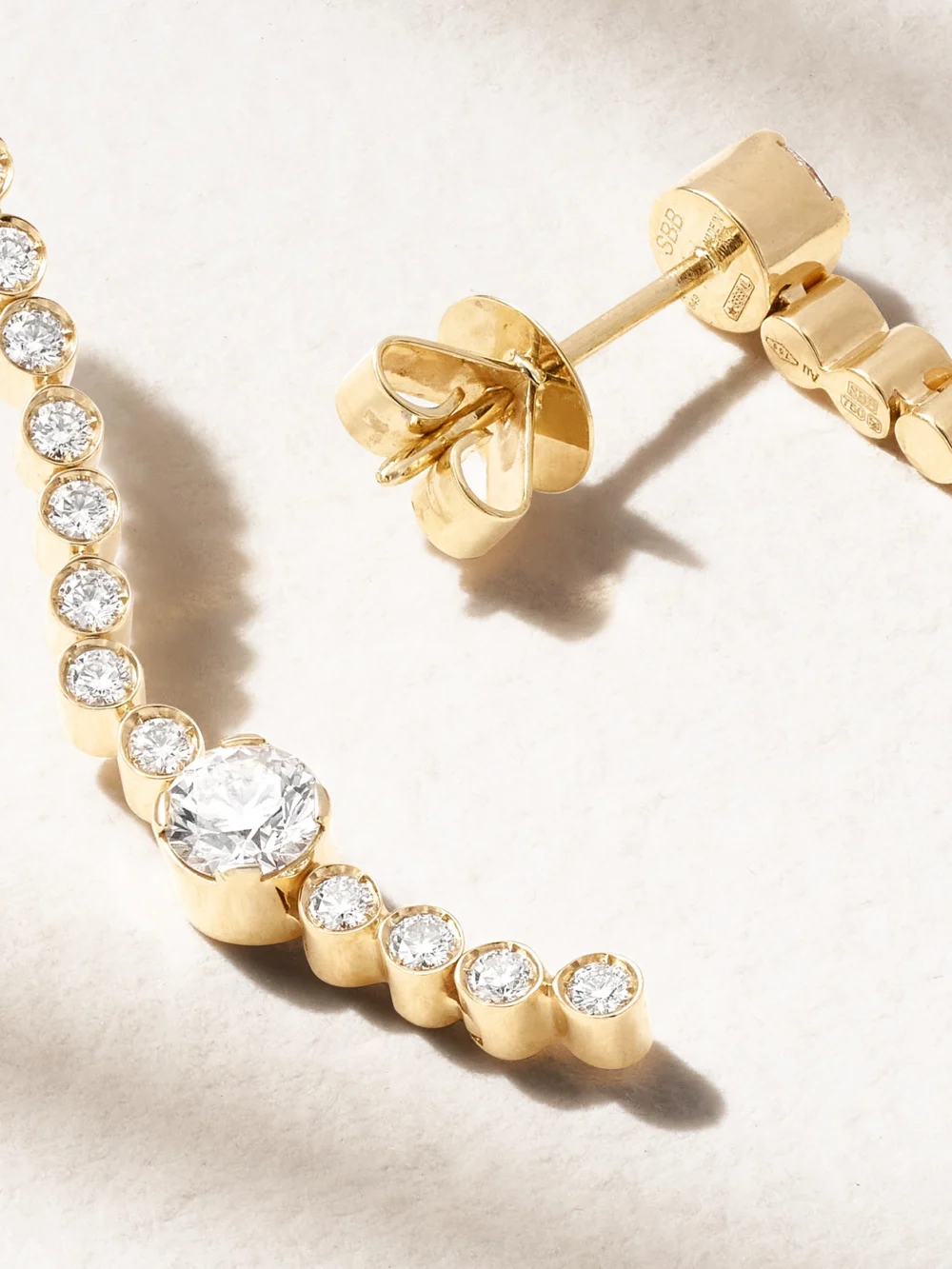 Back view of the Sophie Bille Brahe 18-karat Recycled Gold Diamond Earrings