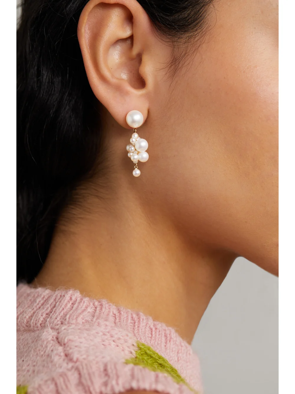 Sophie Bille Brahe Botticelli 14-karat Gold Pearl Earring, styled view
