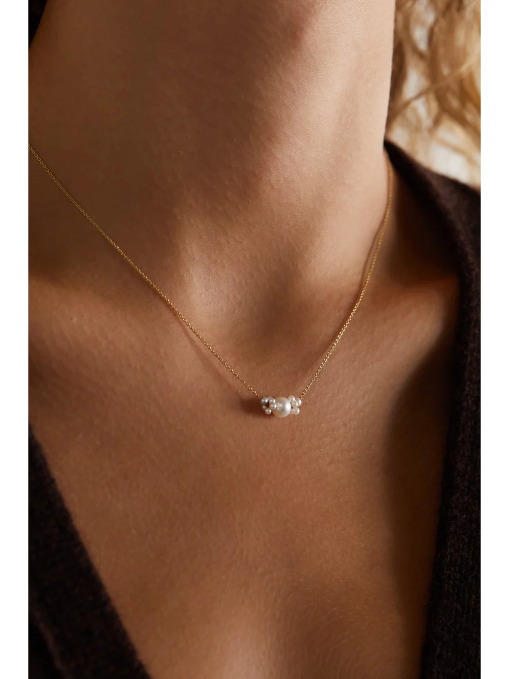 Sophie Bille Brahe Orangerie De Perles 14-karat Gold Pearl Necklace, styled view