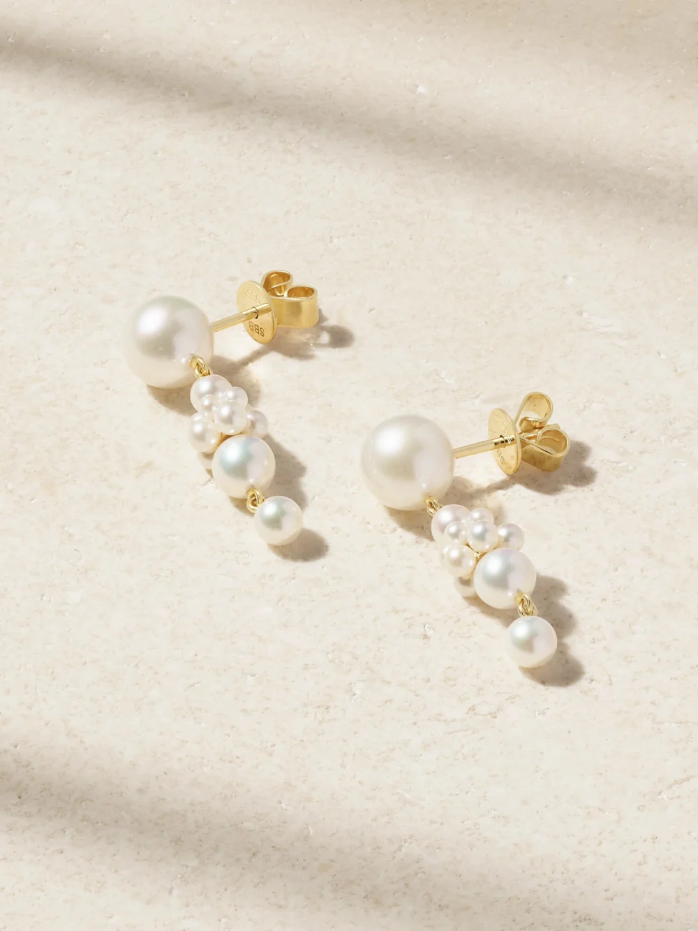 Sophie Bille Brahe Petite Tulip 14-karat Gold Pearl Earrings in silver