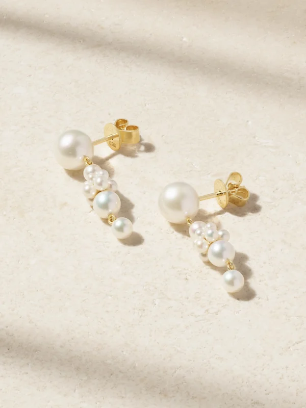 Sophie Bille Brahe Petite Tulip 14-karat Gold Pearl Earrings