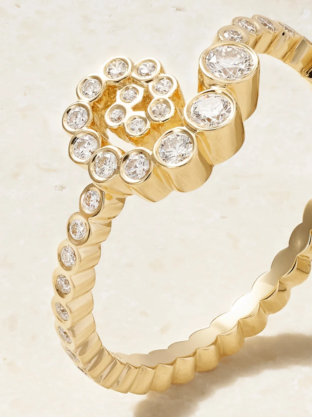 Close-up detail of the Sophie Bille Brahe Rêve Escargot 18-karat Recycled Gold Diamond Ring