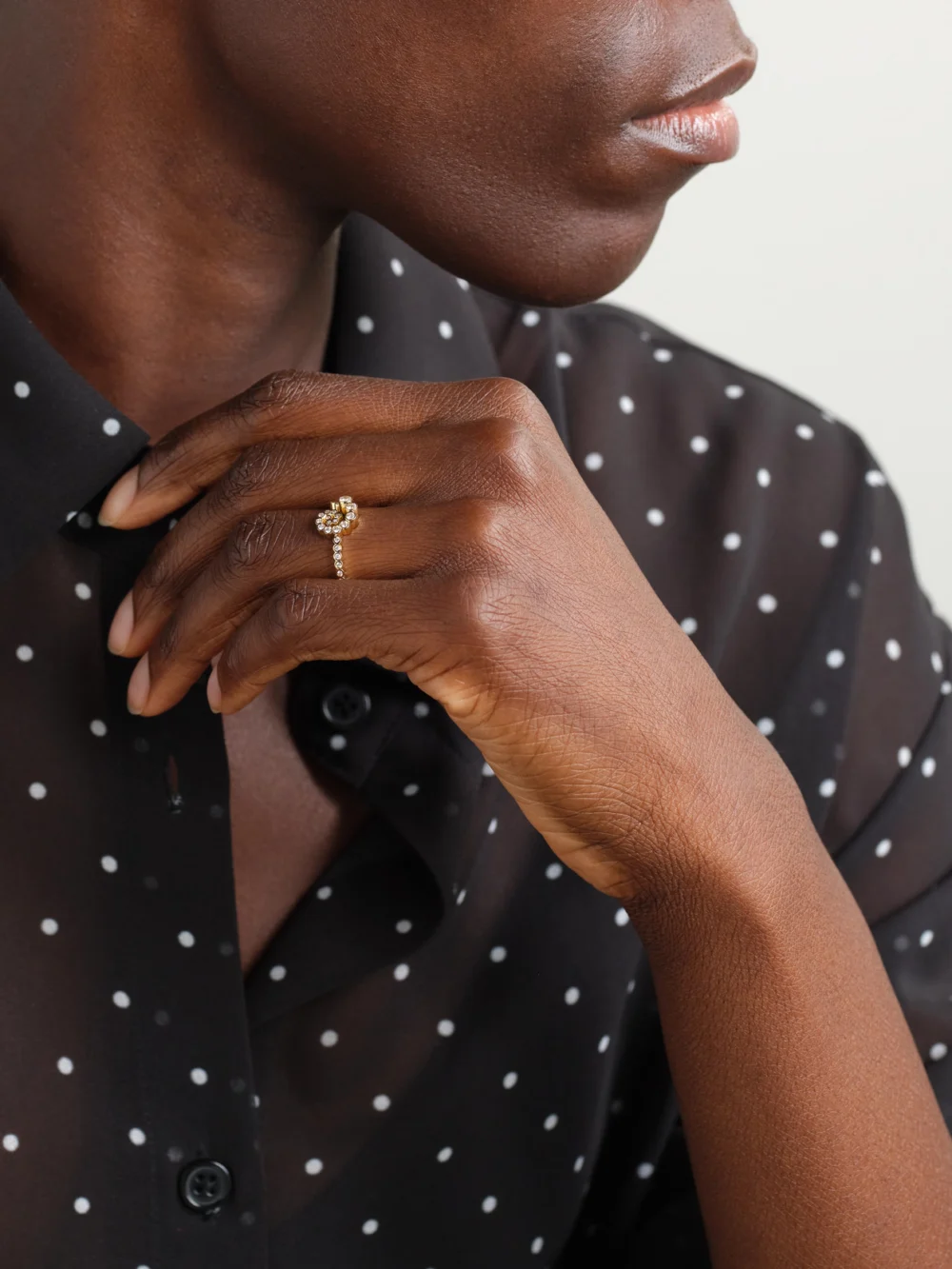 Sophie Bille Brahe Rêve Escargot 18-karat Recycled Gold Diamond Ring, styled view