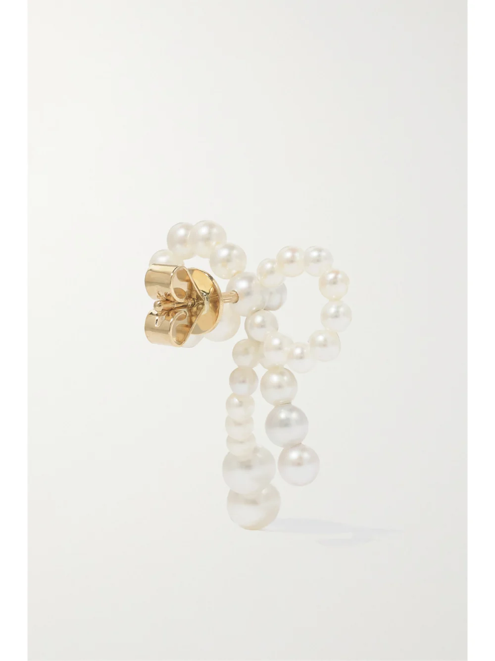 Back view of the Sophie Bille Brahe Rosette De Perles 14-karat Gold Pearl Earrings