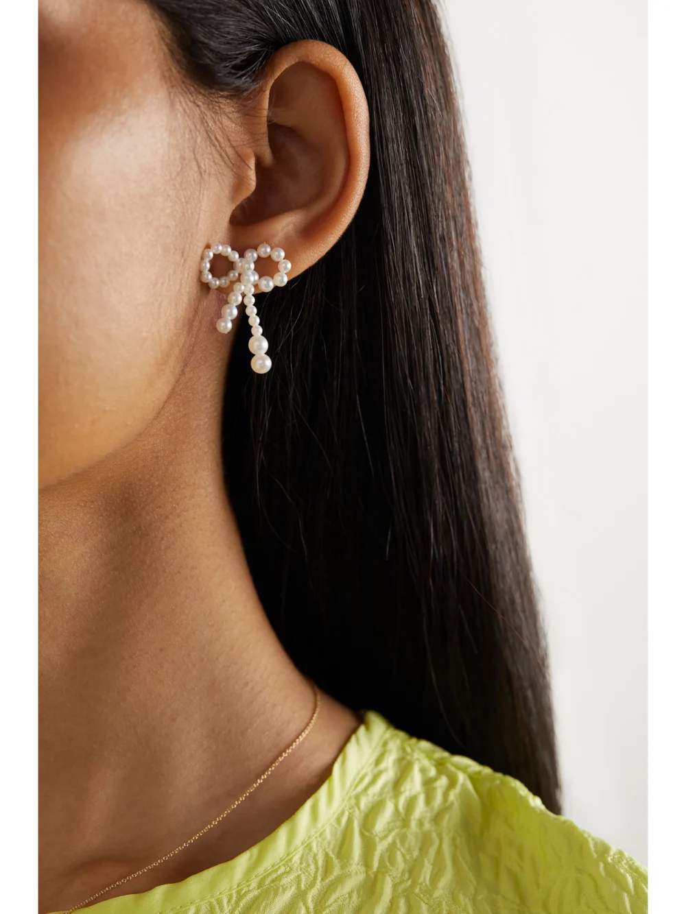 Sophie Bille Brahe Rosette De Perles 14-karat Gold Pearl Earrings, styled view