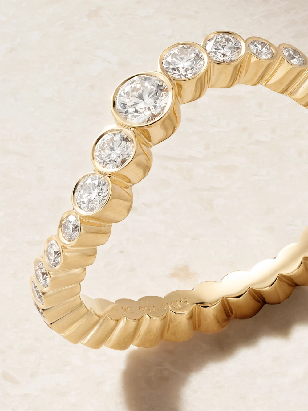 Close-up detail of the Sophie Bille Brahe Sky Classic 18-karat Recycled Gold Diamond Ring