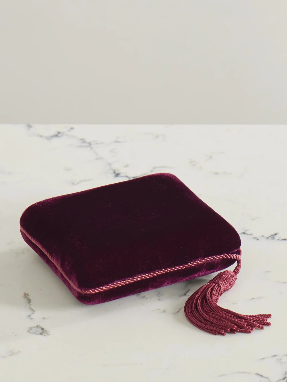 Sophie Bille Brahe Tasseled Velvet Jewelry Box in burgundy