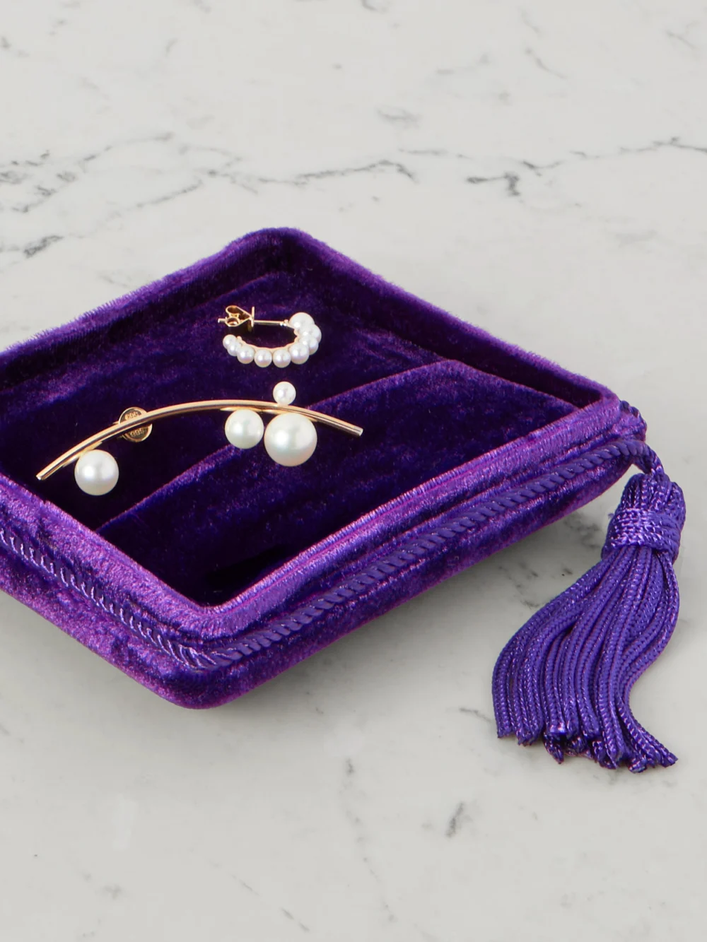 Sophie Bille Brahe Tasseled Velvet Jewelry Box, styled view