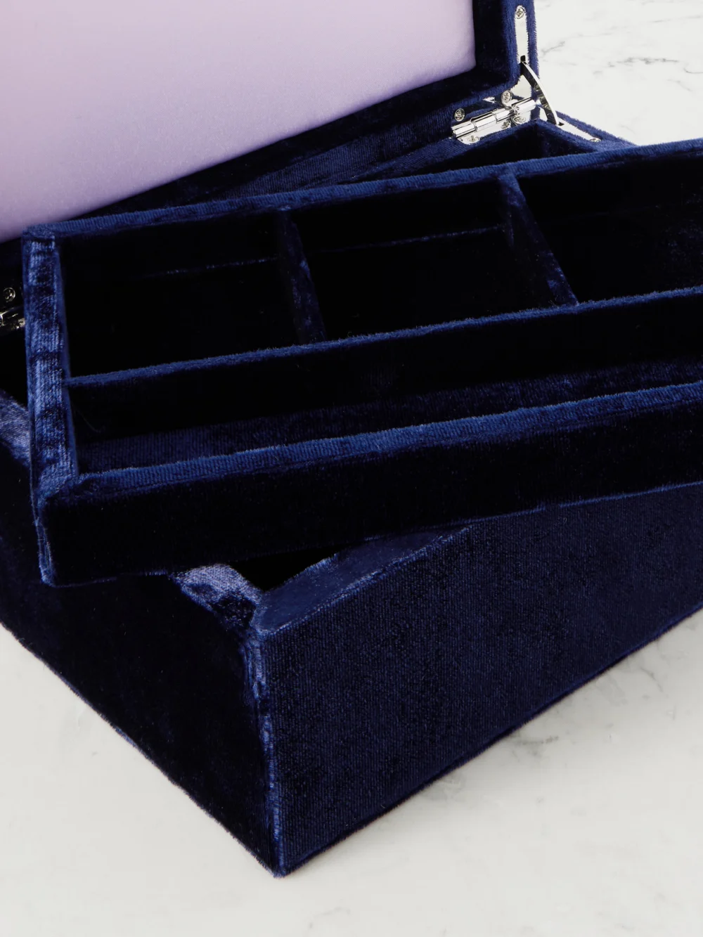 Close-up detail of the Sophie Bille Brahe Trésor Grande Velvet Jewelry Box