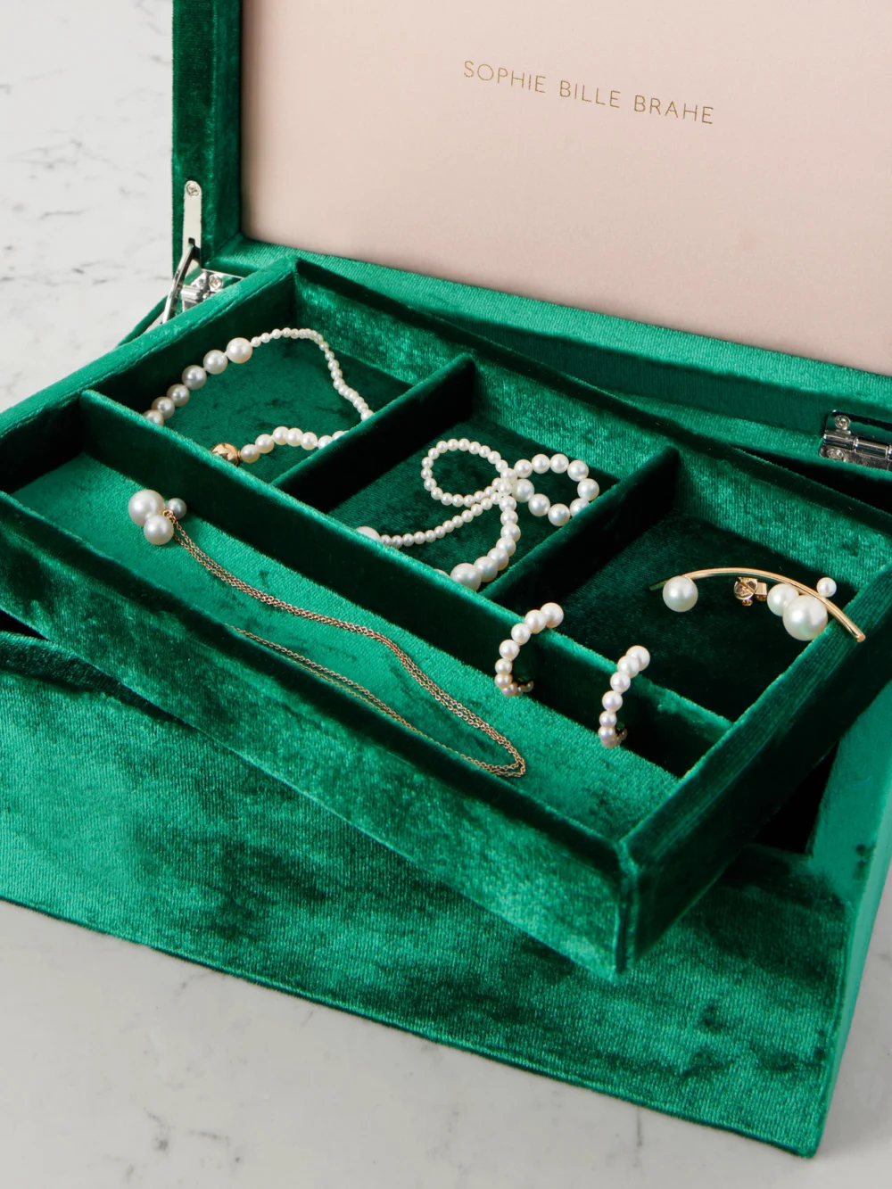 Sophie Bille Brahe Trésor Grande Velvet Jewelry Box, styled view