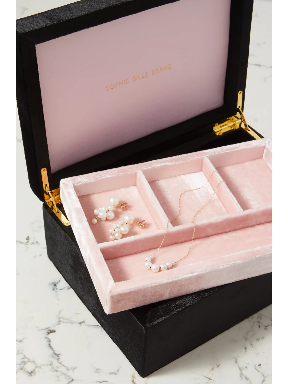 Sophie Bille Brahe Trésor Large Velvet Jewelry Box, styled view
