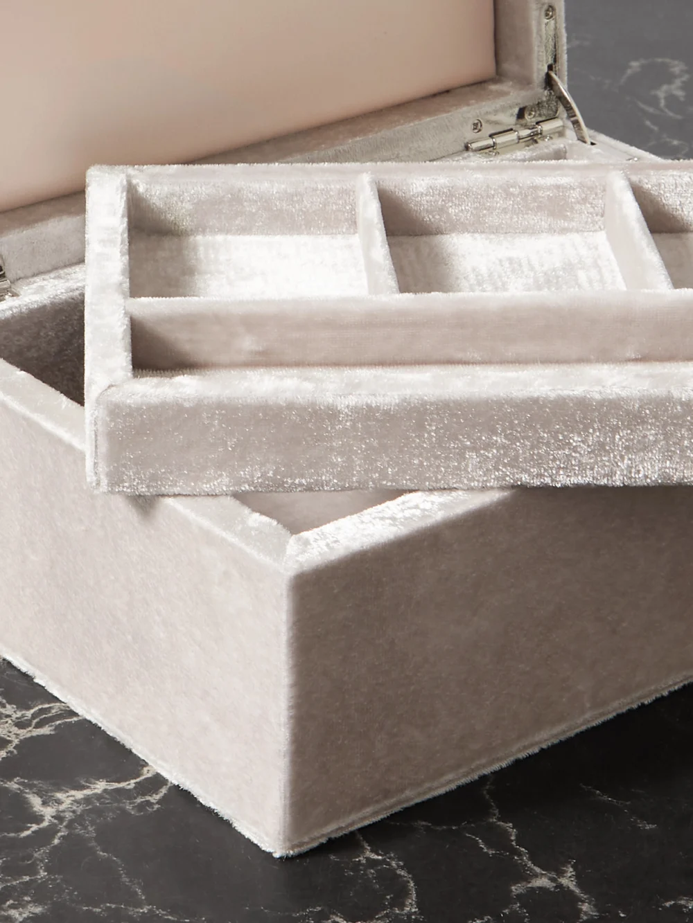 Close-up detail of the Sophie Bille Brahe Trésor Large Velvet Jewelry Box