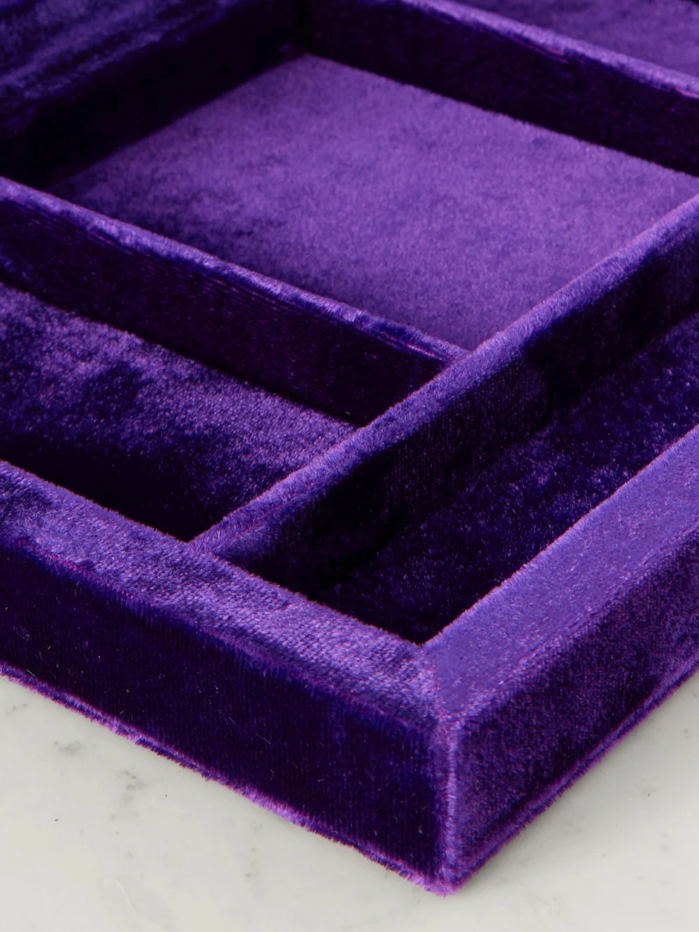 Close-up detail of the Sophie Bille Brahe Trésor Velvet Jewelry Box