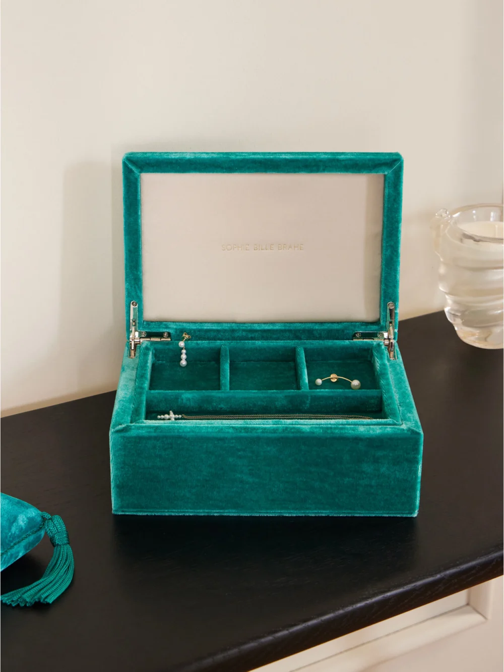 Sophie Bille Brahe Velvet Jewelry Box, styled view