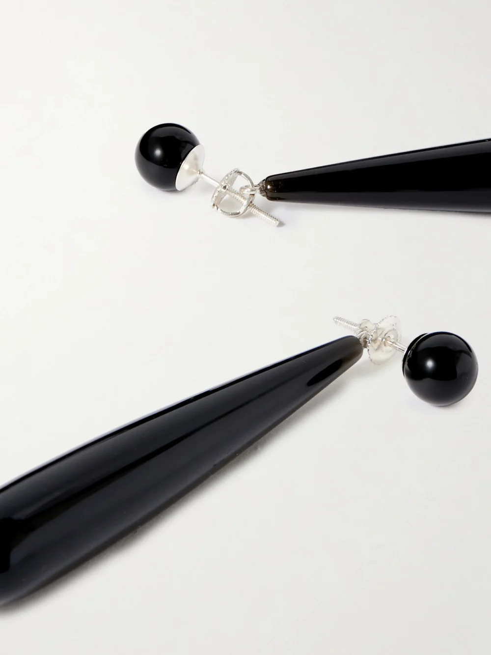 Close-up detail of the Sophie Buhai Angelika Silver Onyx Earrings