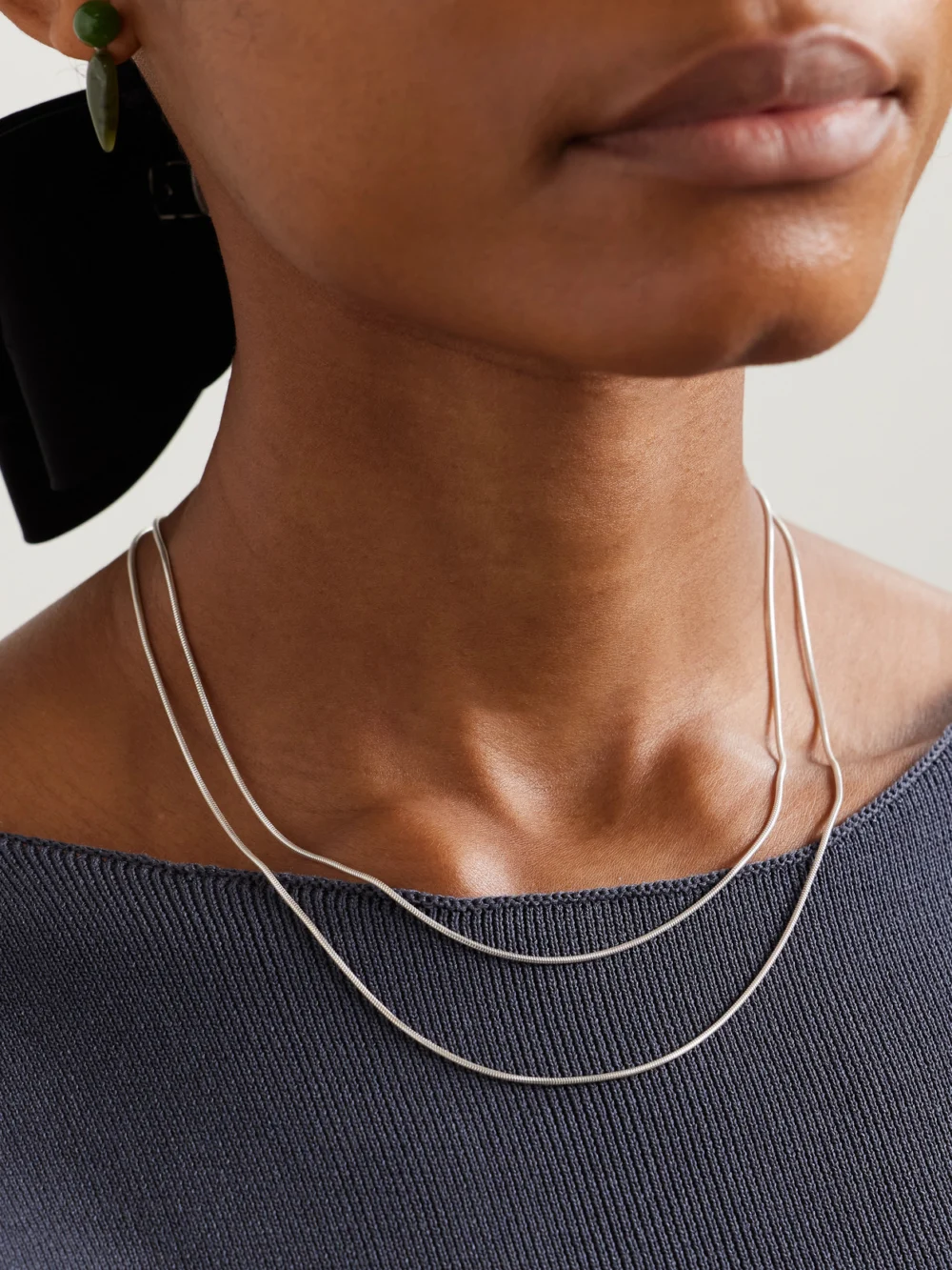 Sophie Buhai Double Diana Silver Necklace, styled view