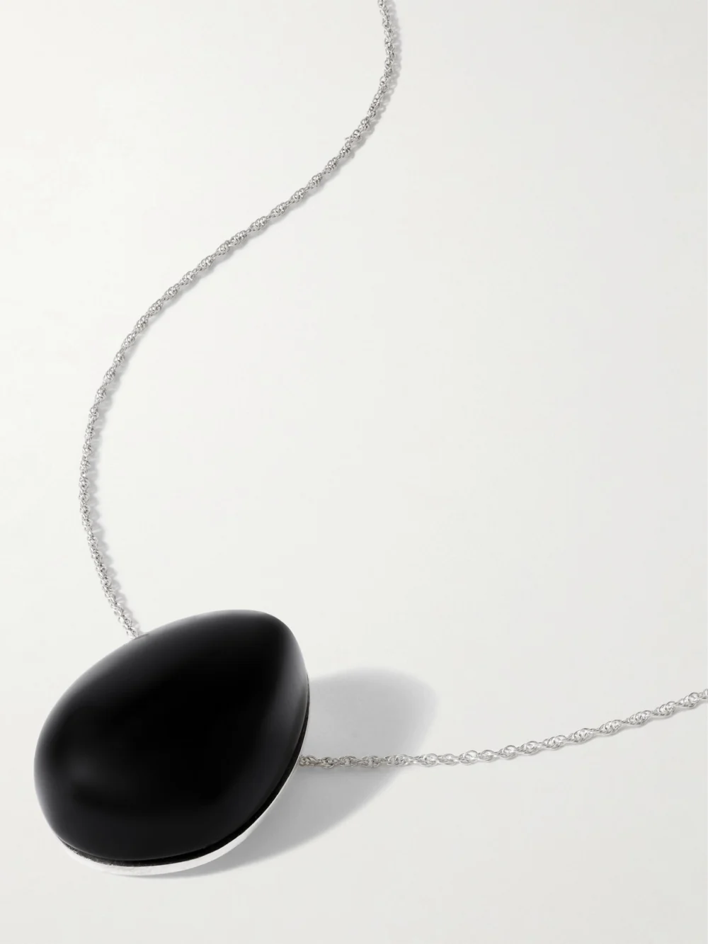 Close-up detail of the Sophie Buhai Everyday Egg Silver Onyx Necklace