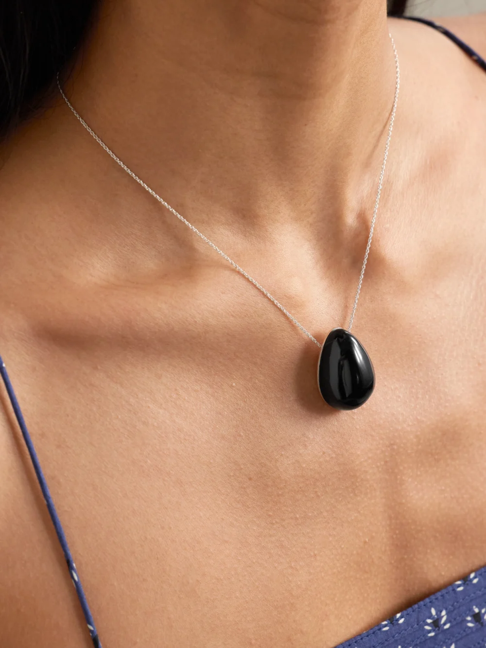 Sophie Buhai Everyday Egg Silver Onyx Necklace, styled view