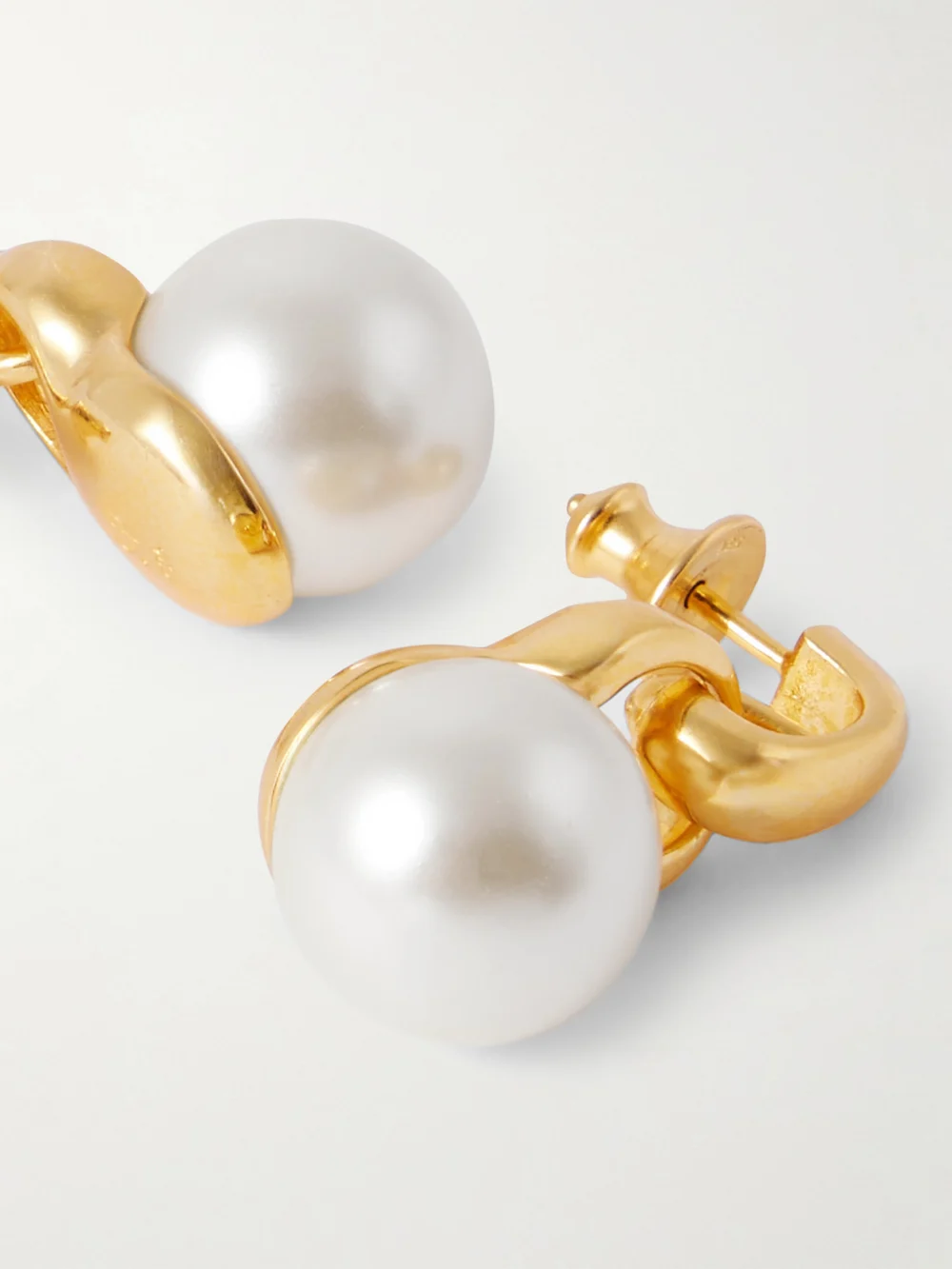 Close-up detail of the Sophie Buhai Everyday Gold Vermeil Pearl Earrings