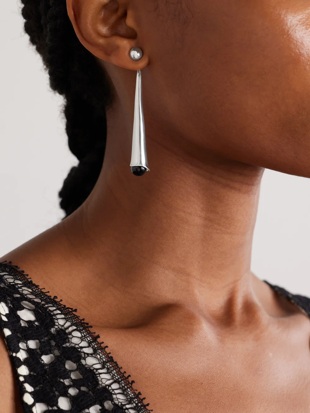 Sophie Buhai Lou Lou Silver Onyx Earrings, styled view