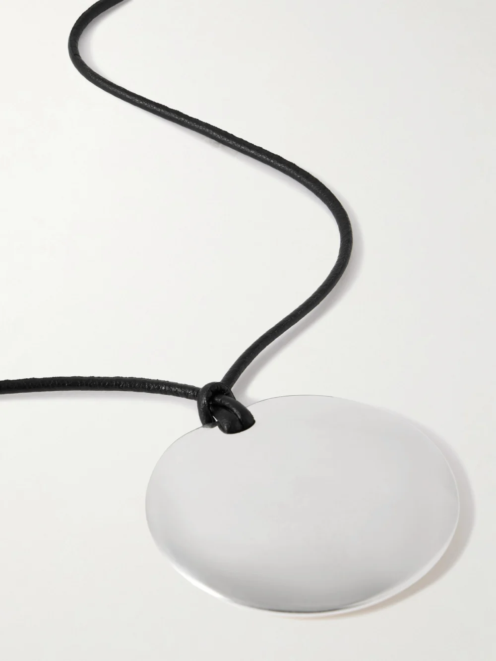 Close-up detail of the Sophie Buhai Medium Full Moon Cord and Silver Necklace
