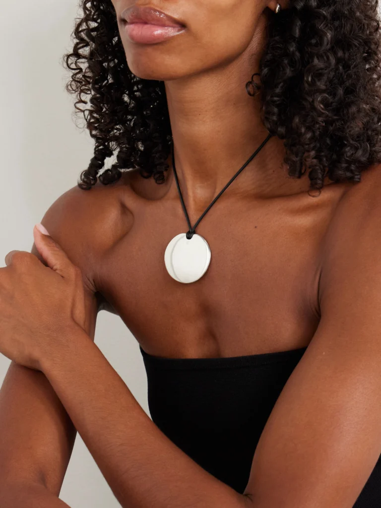 Sophie Buhai Medium Full Moon Cord and Silver Necklace