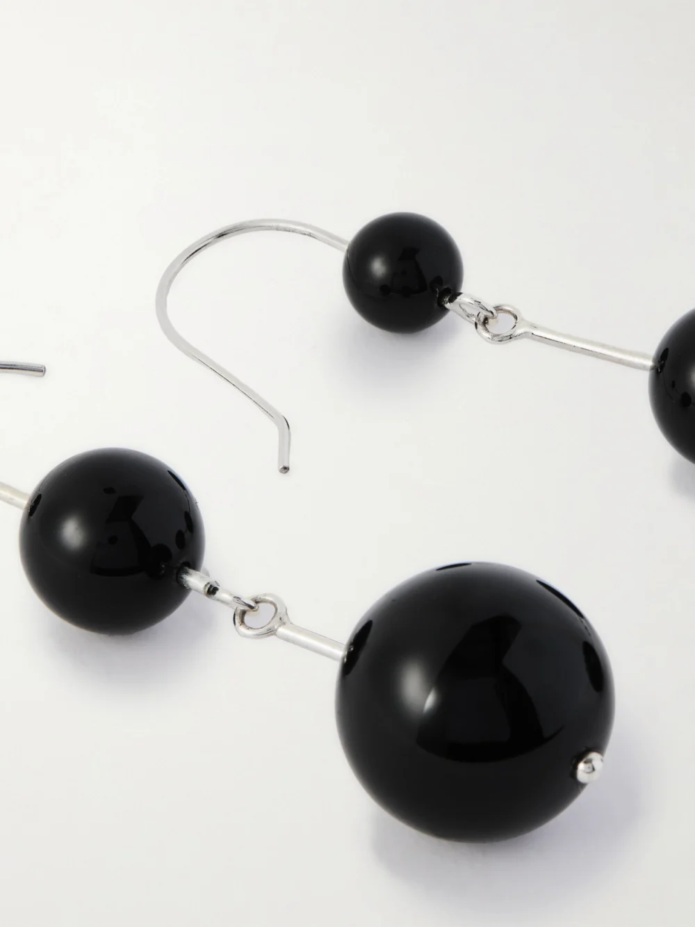 Close-up detail of the Sophie Buhai Olive Silver Onyx Earrings