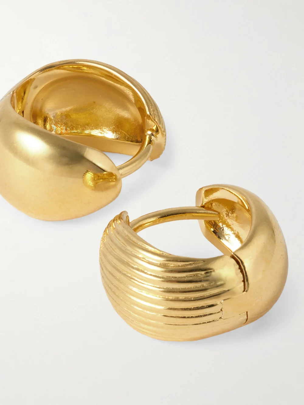 Close-up detail of the Sophie Buhai Reversible Gold Vermeil Hoop Earrings