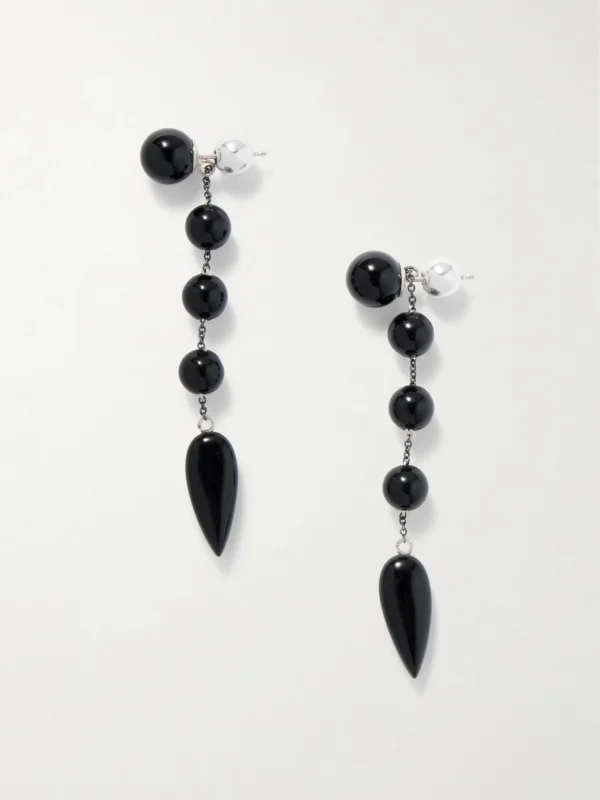 Sophie Buhai Small Phoenician Silver and Onyx Earrings