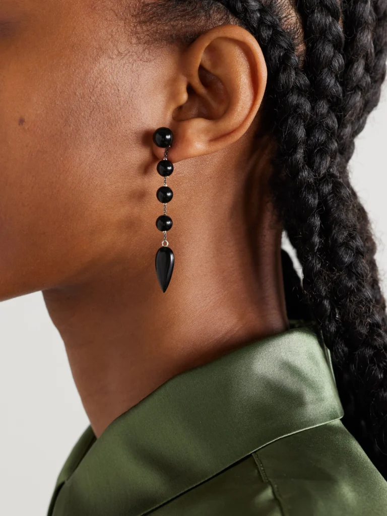 Sophie Buhai Small Phoenician Silver and Onyx Earrings