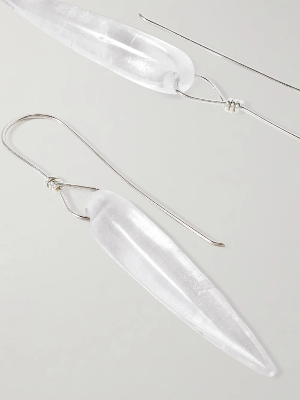 Close-up detail of the Sophie Buhai Spear Silver Quartz Earrings